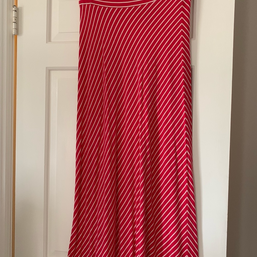 Women’s INC Red/White Striped Maxi Skirt